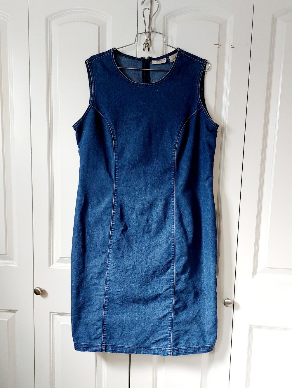 Sleeveless Denim Sheath Dress 16W Cottagecore Granny Teacher Country Western Ame